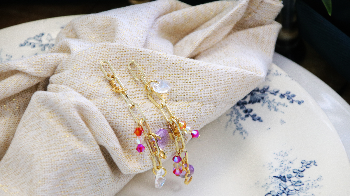 Schema Orecchini a catena LOVE heart and link PureCrystal Schema Orecchini a catena LOVE heart and link PureCrystal