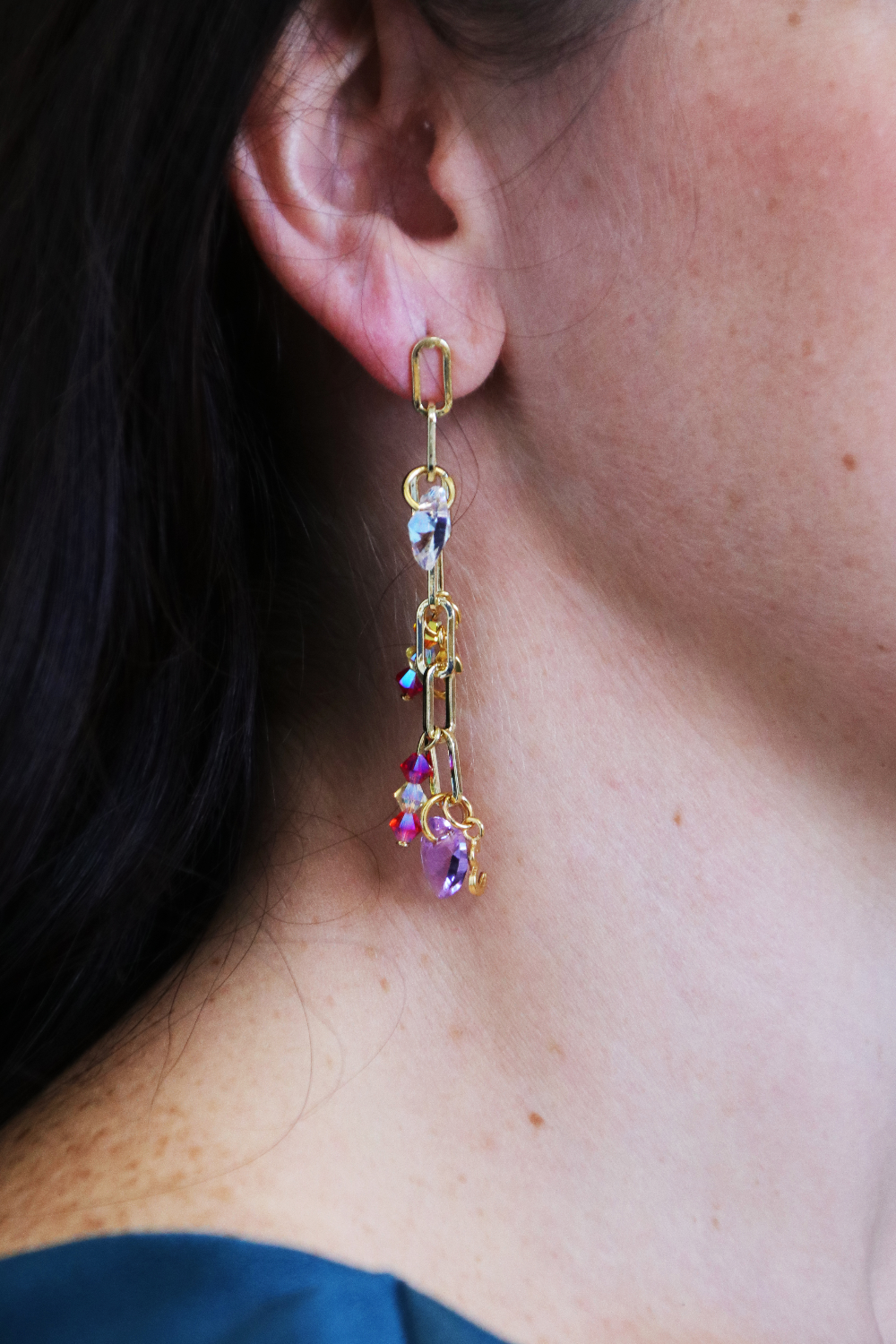 Schema Orecchini a catena LOVE heart and link PureCrystal Schema Orecchini a catena LOVE heart and link PureCrystal