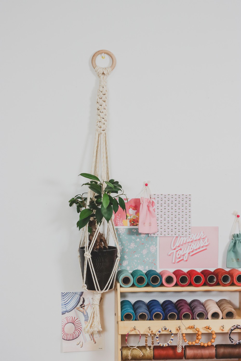 Schema Sospensione della pianta in corda macramé Schema Sospensione della pianta in corda macramé