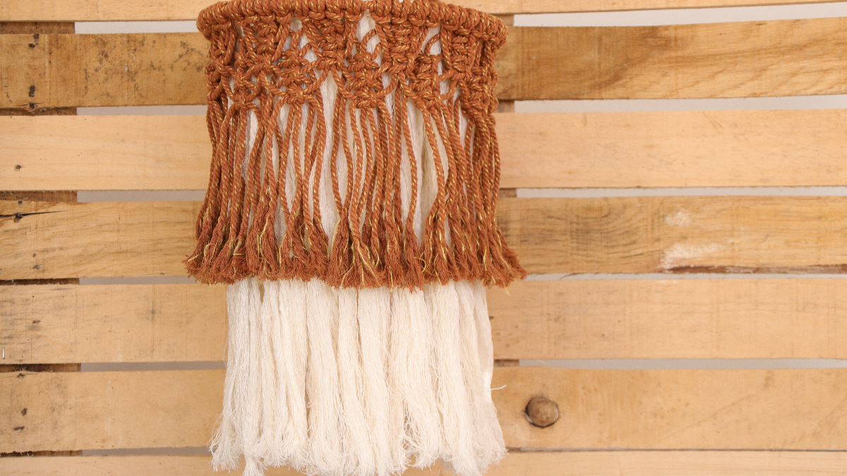 Schema DIY Luce a sospensione in macramè bicolore bohémien Schema DIY Luce a sospensione in macramè bicolore bohémien