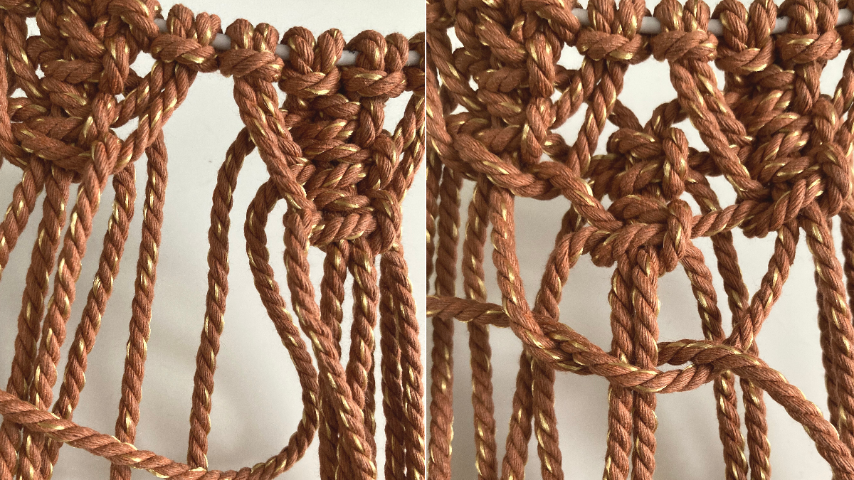 DIY Luce a sospensione in macramè bicolore bohémien : Tappa 5 DIY Luce a sospensione in macramè bicolore bohémien : Tappa 5