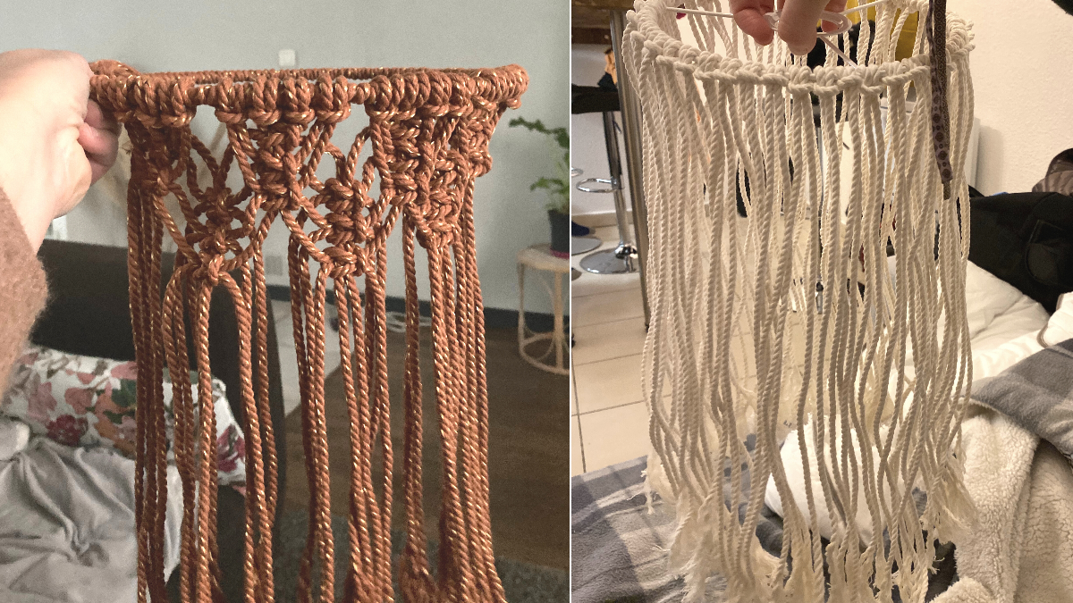 DIY Luce a sospensione in macramè bicolore bohémien : Tappa 6 DIY Luce a sospensione in macramè bicolore bohémien : Tappa 6