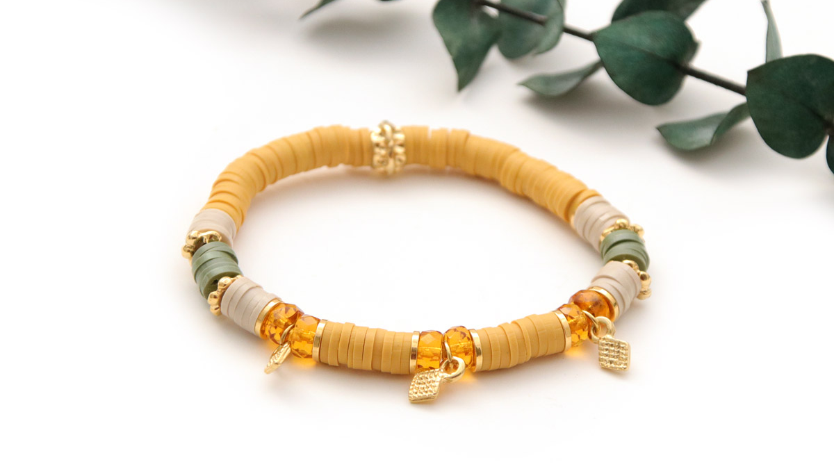 Bracciali Heishi con perle di pietra preziosa Agate indiane : Tappa 4 Bracciali Heishi con perle di pietra preziosa Agate indiane : Tappa 4