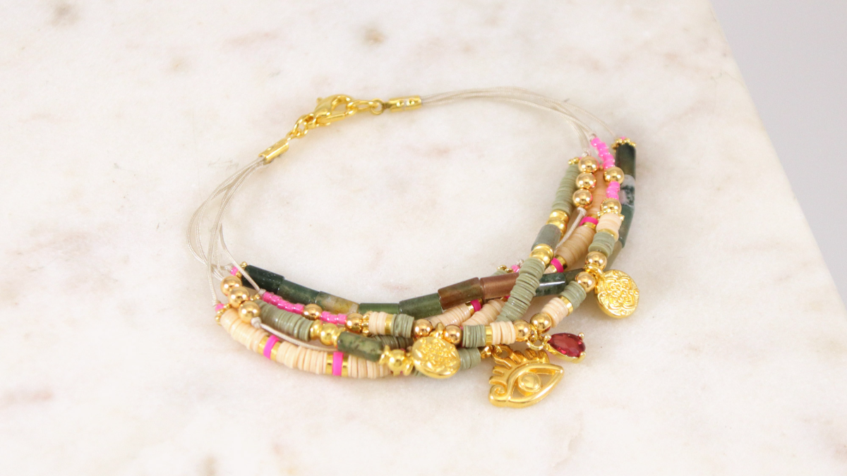 Schema Bracciali sottili Tuto con perline e ciondoli heishi Schema Bracciali sottili Tuto con perline e ciondoli heishi