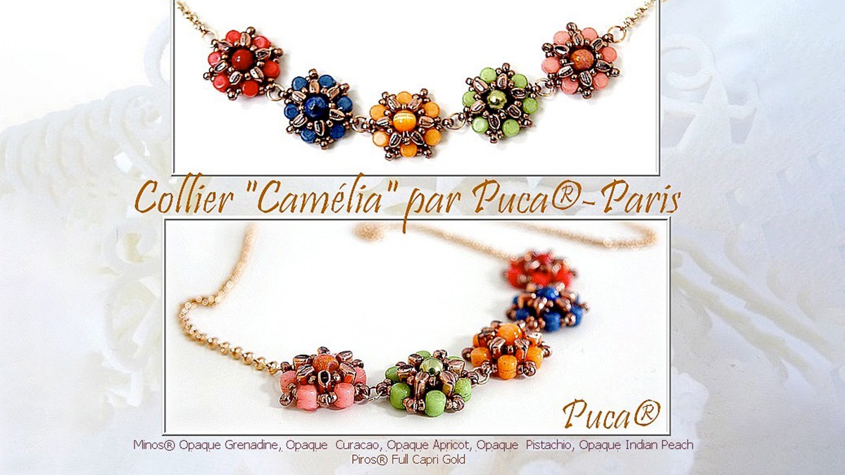 Schema Fiori di camelia di Puca® con Piros e Minos Schema Fiori di camelia di Puca® con Piros e Minos