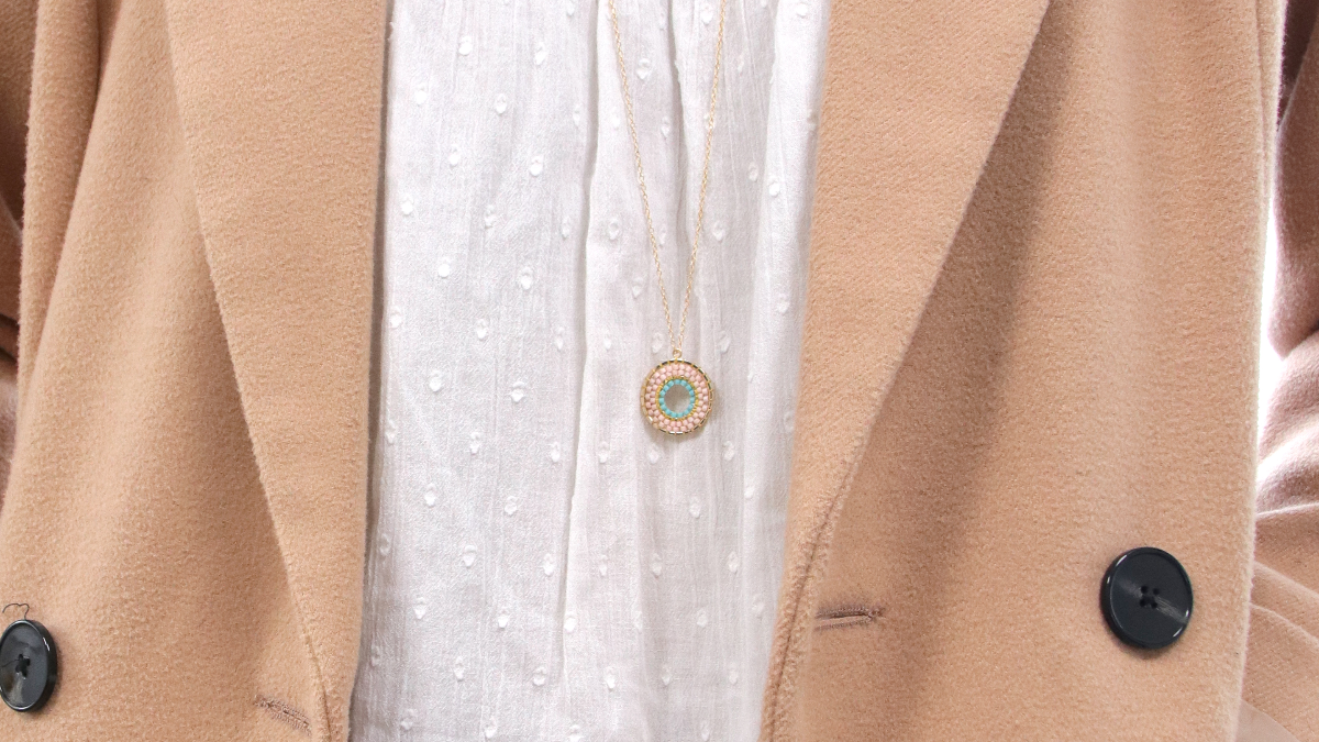 Schema Collana Miyuki con ciondolo rotondo Brick Stitch Schema Collana Miyuki con ciondolo rotondo Brick Stitch