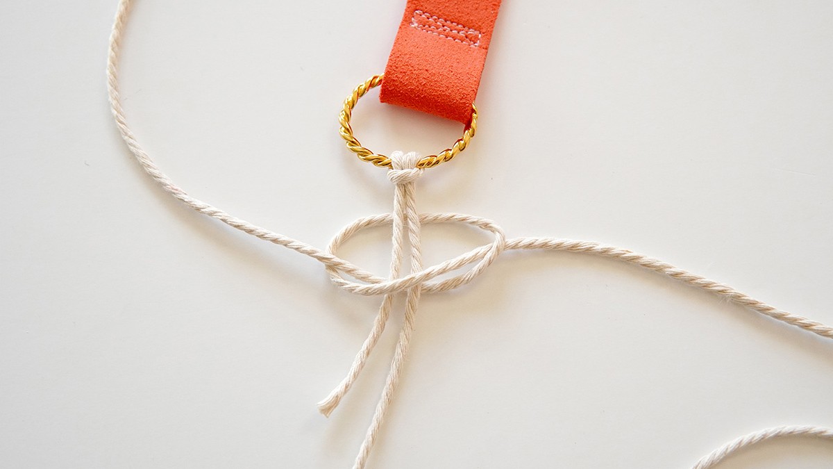 Tutorial per il manico di una borsa in suedette e macramè : Tappa 3 Tutorial per il manico di una borsa in suedette e macramè : Tappa 3