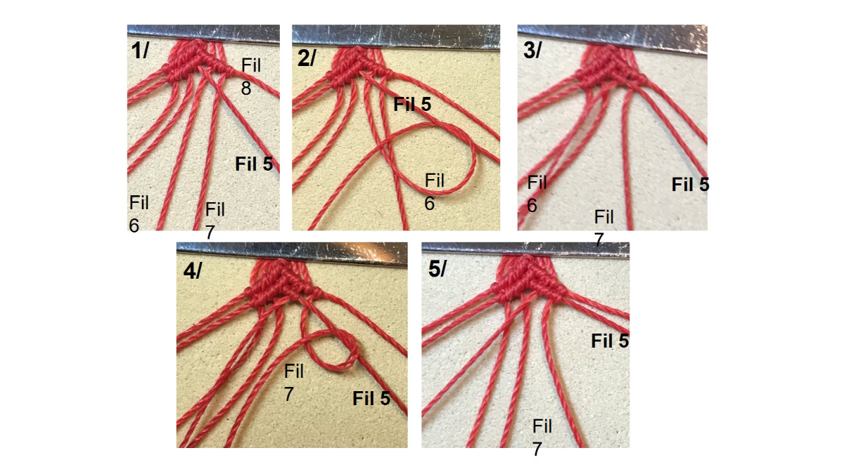 Bracciale in micro-macramè e pietre preziose : Tappa 11 Bracciale in micro-macramè e pietre preziose : Tappa 11