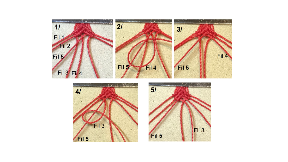 Bracciale in micro-macramè e pietre preziose : Tappa 12 Bracciale in micro-macramè e pietre preziose : Tappa 12