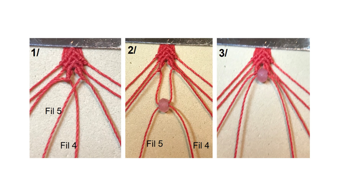 Bracciale in micro-macramè e pietre preziose : Tappa 16 Bracciale in micro-macramè e pietre preziose : Tappa 16