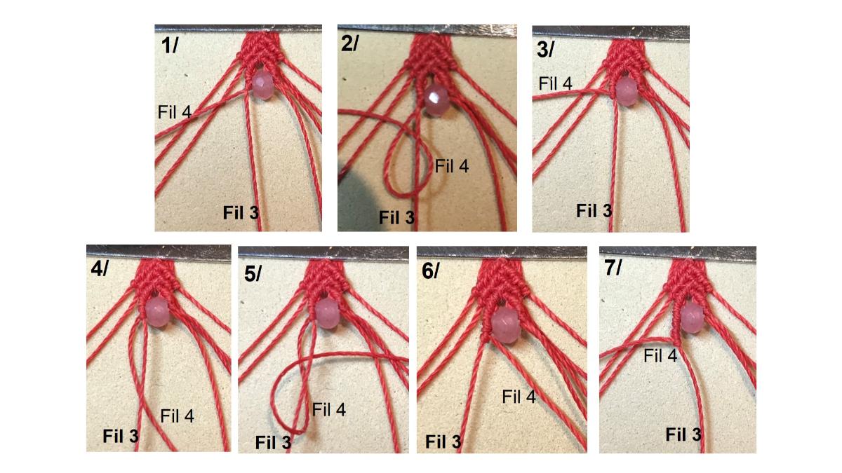 Bracciale in micro-macramè e pietre preziose : Tappa 17 Bracciale in micro-macramè e pietre preziose : Tappa 17