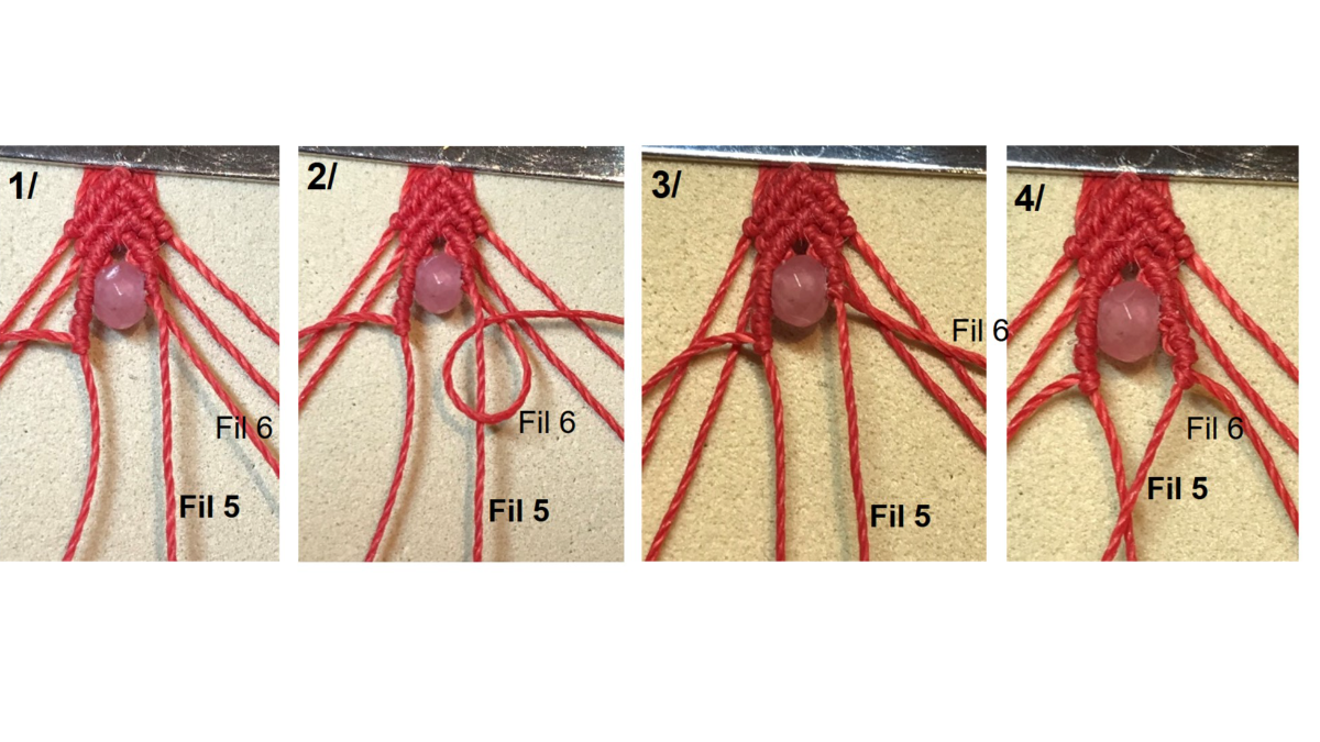 Bracciale in micro-macramè e pietre preziose : Tappa 18 Bracciale in micro-macramè e pietre preziose : Tappa 18