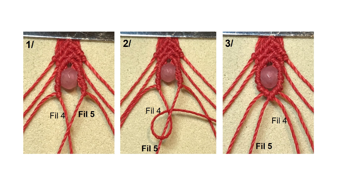 Bracciale in micro-macramè e pietre preziose : Tappa 19 Bracciale in micro-macramè e pietre preziose : Tappa 19