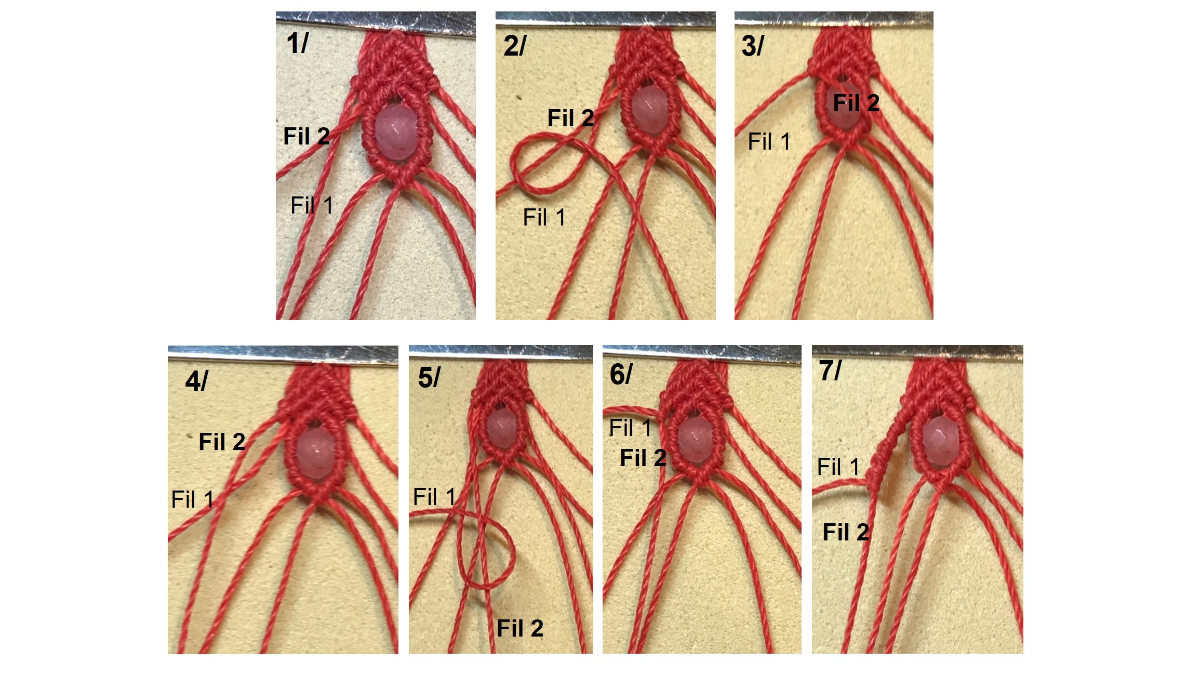 Bracciale in micro-macramè e pietre preziose : Tappa 20 Bracciale in micro-macramè e pietre preziose : Tappa 20