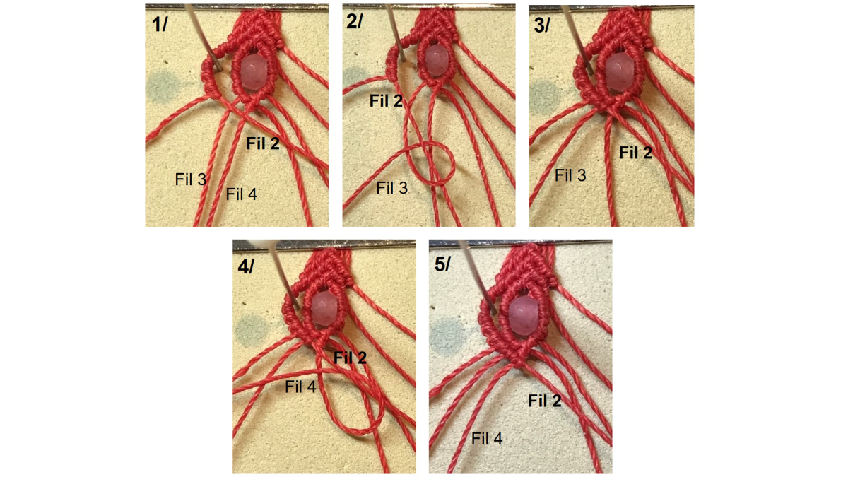 Bracciale in micro-macramè e pietre preziose : Tappa 21 Bracciale in micro-macramè e pietre preziose : Tappa 21