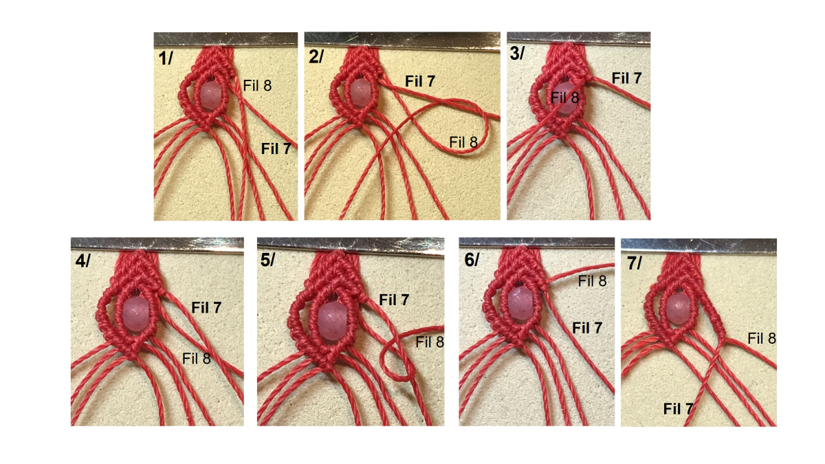 Bracciale in micro-macramè e pietre preziose : Tappa 22 Bracciale in micro-macramè e pietre preziose : Tappa 22