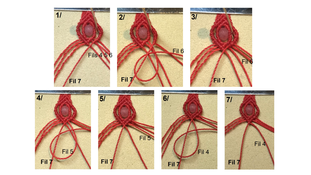 Bracciale in micro-macramè e pietre preziose : Tappa 23 Bracciale in micro-macramè e pietre preziose : Tappa 23