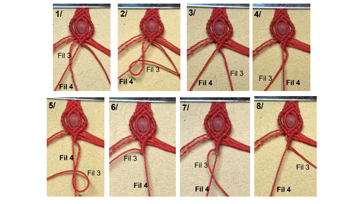 Bracciale in micro-macramè e pietre preziose : Tappa 24 Bracciale in micro-macramè e pietre preziose : Tappa 24