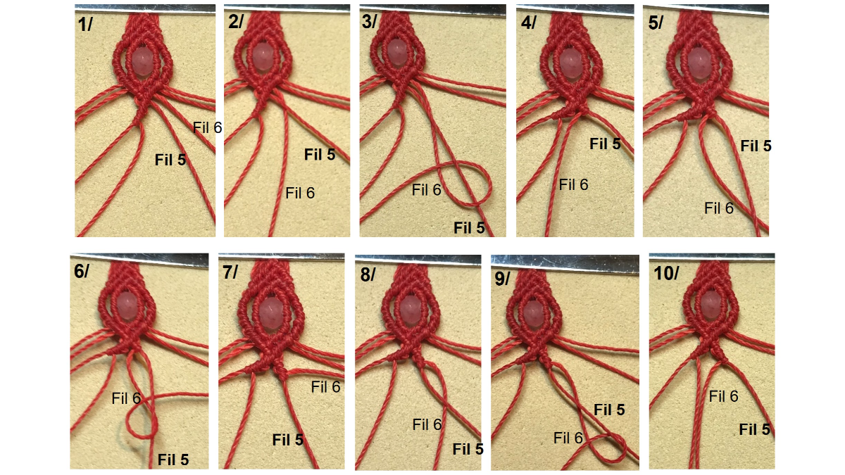 Bracciale in micro-macramè e pietre preziose : Tappa 25 Bracciale in micro-macramè e pietre preziose : Tappa 25