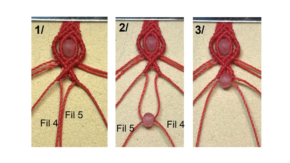 Bracciale in micro-macramè e pietre preziose : Tappa 26 Bracciale in micro-macramè e pietre preziose : Tappa 26