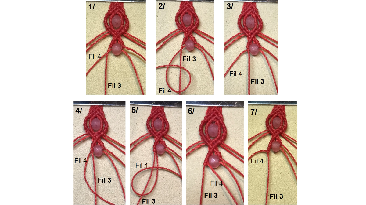 Bracciale in micro-macramè e pietre preziose : Tappa 27 Bracciale in micro-macramè e pietre preziose : Tappa 27