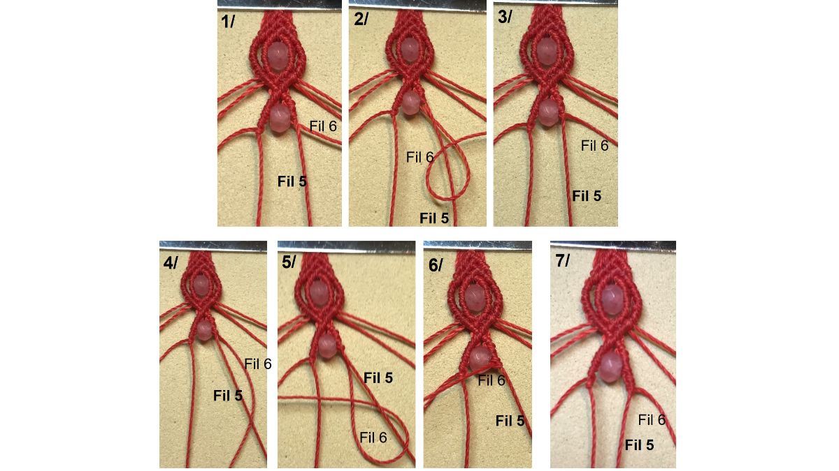 Bracciale in micro-macramè e pietre preziose : Tappa 28 Bracciale in micro-macramè e pietre preziose : Tappa 28