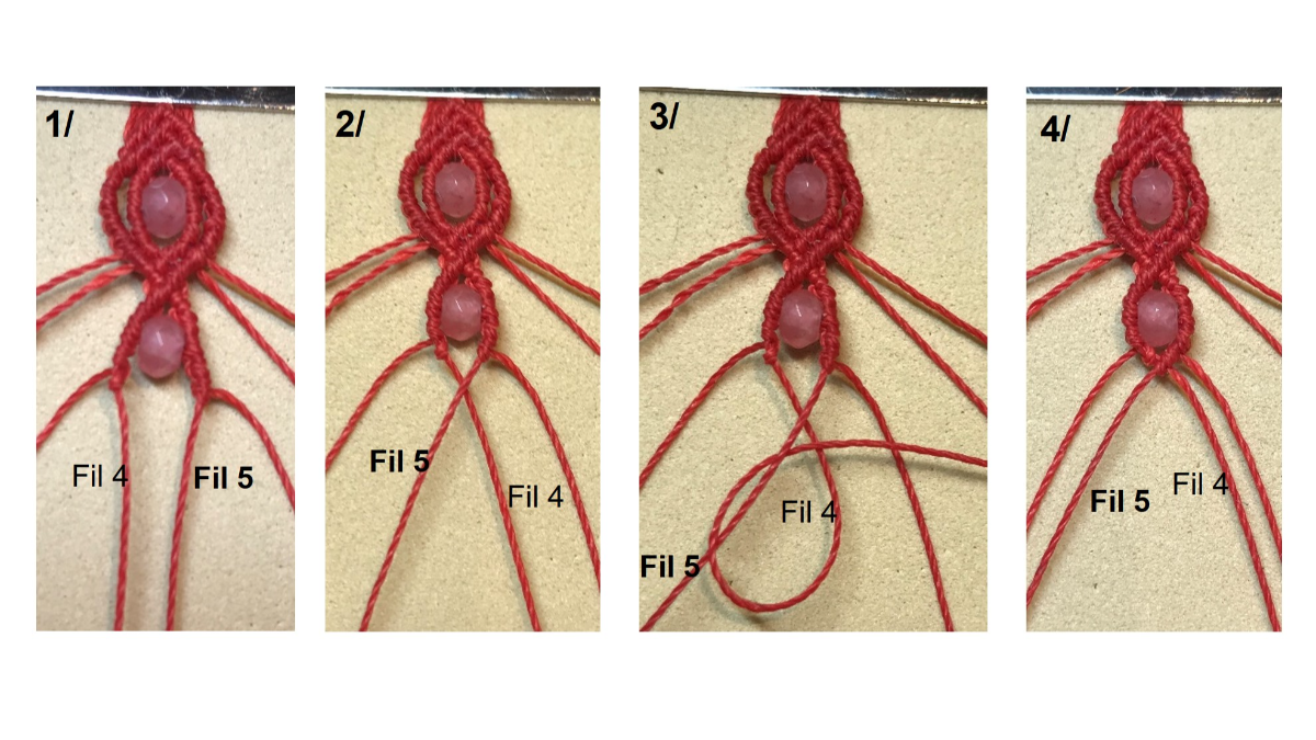 Bracciale in micro-macramè e pietre preziose : Tappa 29 Bracciale in micro-macramè e pietre preziose : Tappa 29