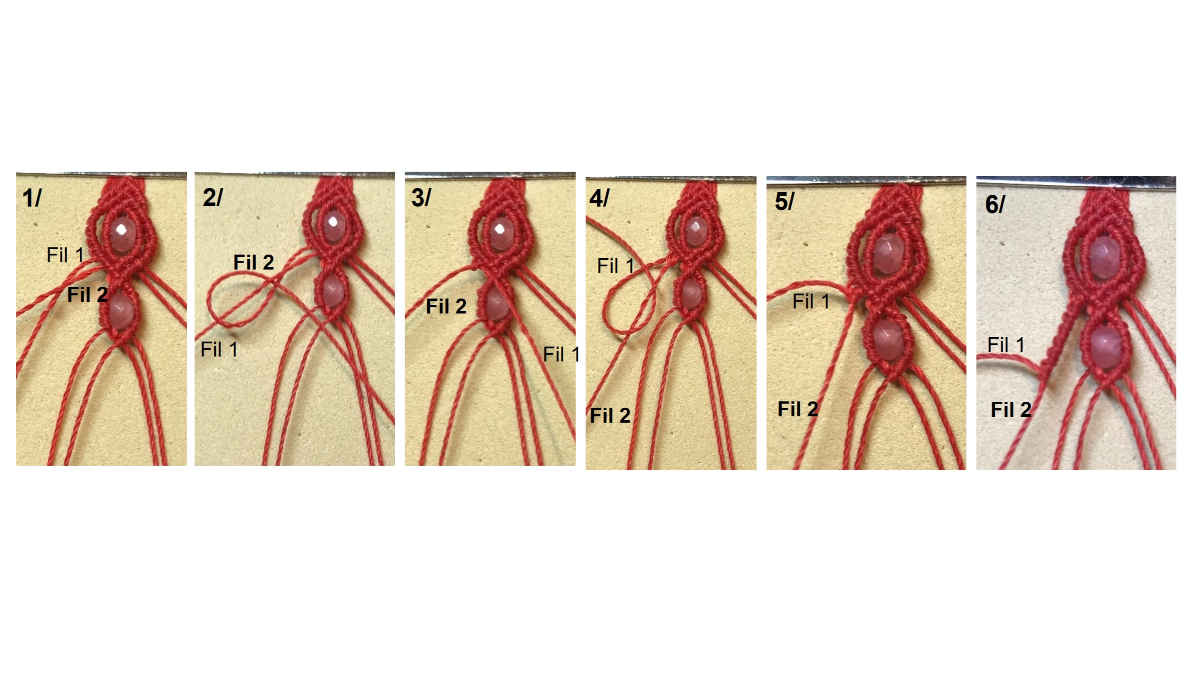 Bracciale in micro-macramè e pietre preziose : Tappa 30 Bracciale in micro-macramè e pietre preziose : Tappa 30