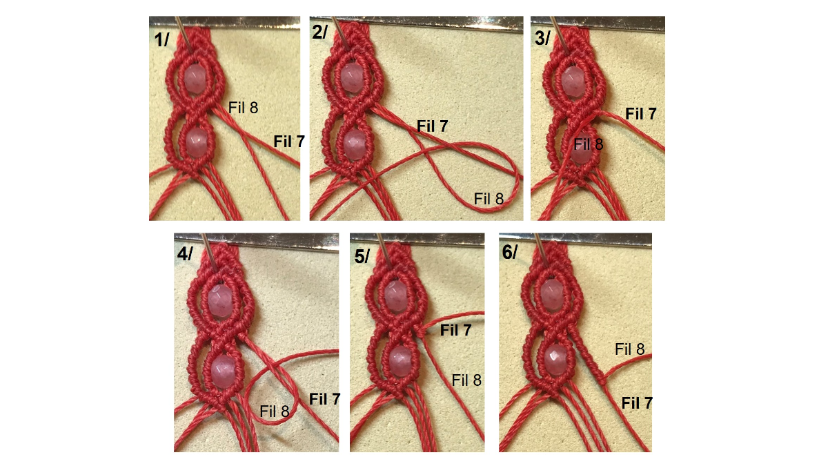 Bracciale in micro-macramè e pietre preziose : Tappa 32 Bracciale in micro-macramè e pietre preziose : Tappa 32