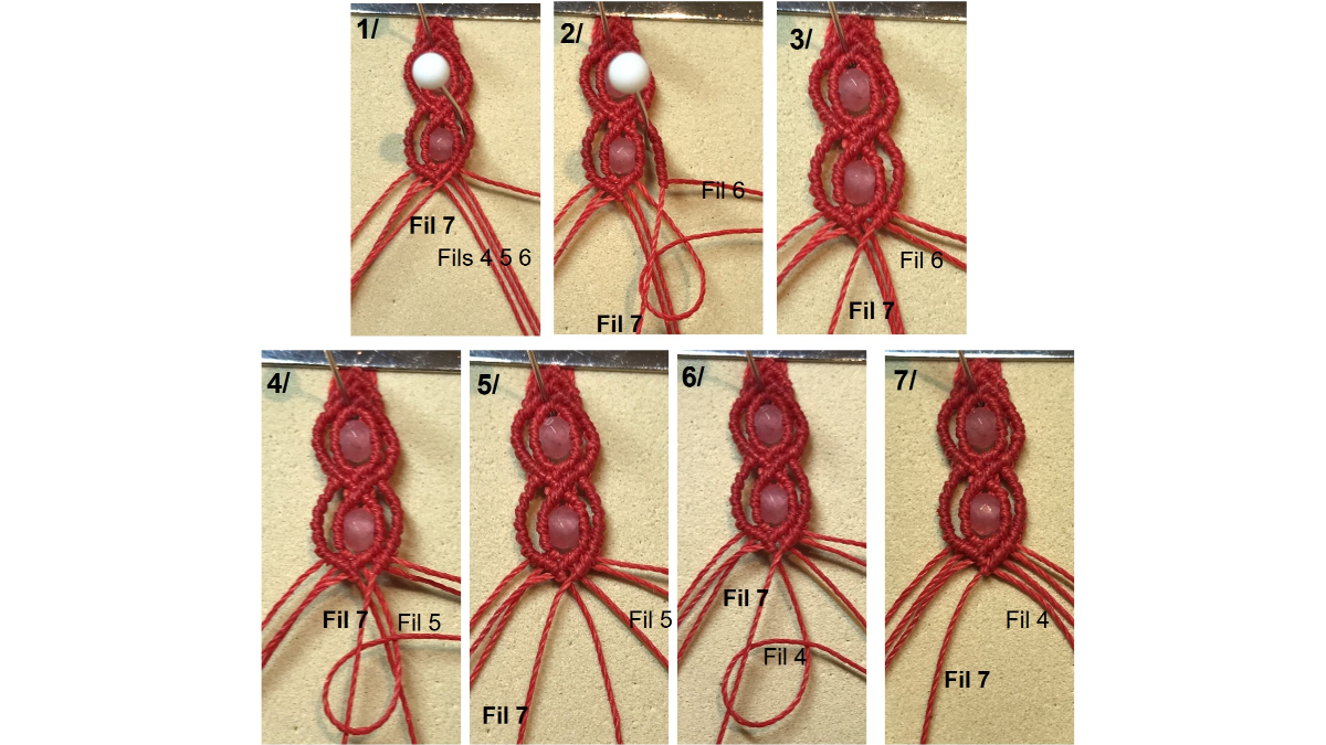Bracciale in micro-macramè e pietre preziose : Tappa 33 Bracciale in micro-macramè e pietre preziose : Tappa 33