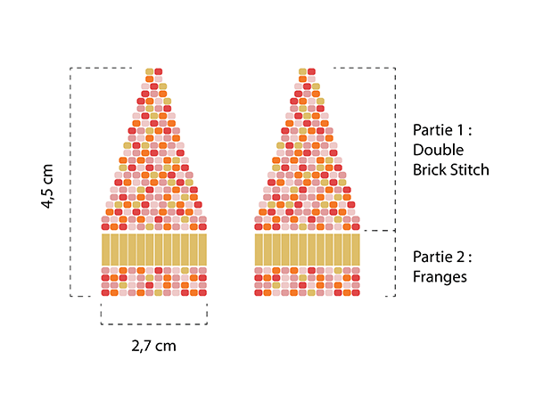 Schema Orecchini a doppio punto luce con perle di seme Schema Orecchini a doppio punto luce con perle di seme