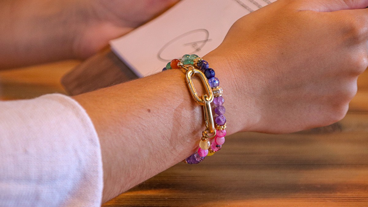 Schema Fai da te Bracciale di perline colorate a doppia torsione Schema Fai da te Bracciale di perline colorate a doppia torsione