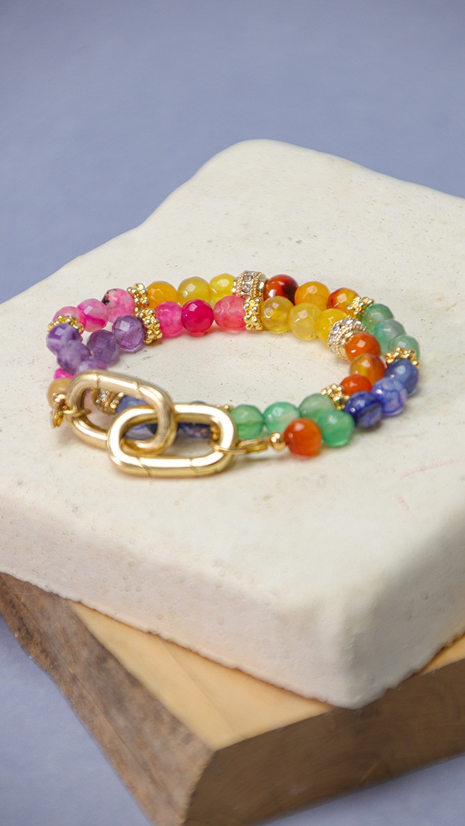 Schema Fai da te Bracciale di perline colorate a doppia torsione Schema Fai da te Bracciale di perline colorate a doppia torsione