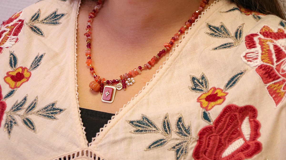 Schema Tutorial per la collana grigri in corniola e quarzo Schema Tutorial per la collana grigri in corniola e quarzo