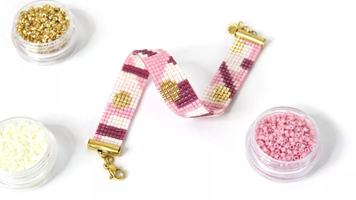 Schema Bracciale a telaio con perle Miyuki per principianti Schema Bracciale a telaio con perle Miyuki per principianti