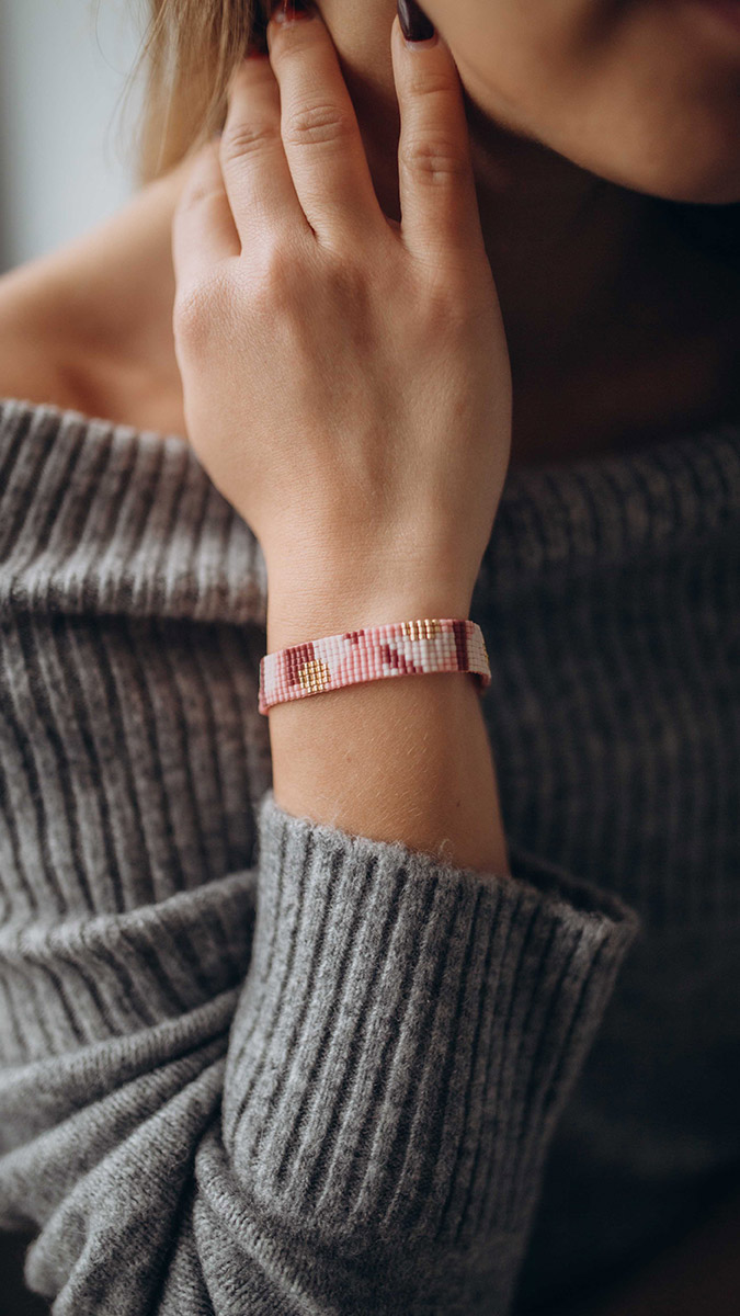 Schema Bracciale a telaio con perle Miyuki per principianti Schema Bracciale a telaio con perle Miyuki per principianti