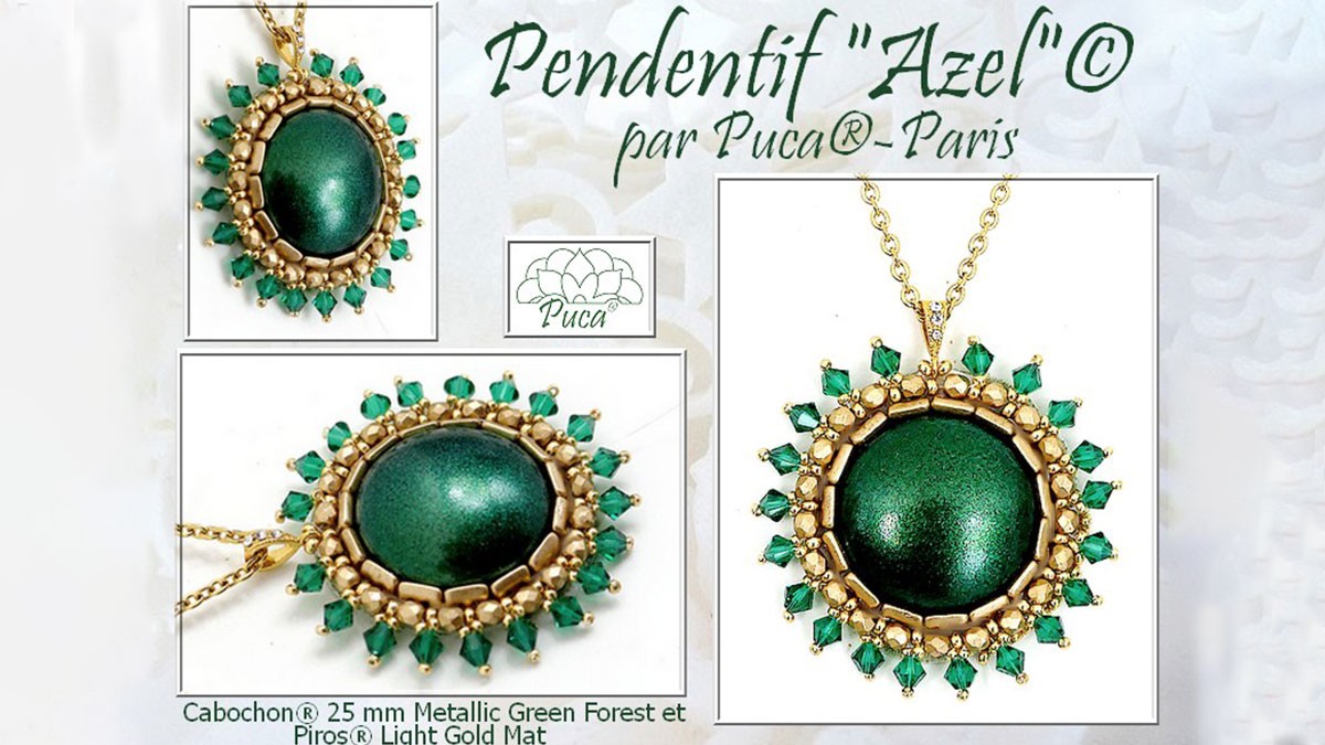 Schema Pendente Azel con cabochon di Puca®, Puca Schema Pendente Azel con cabochon di Puca®, Puca