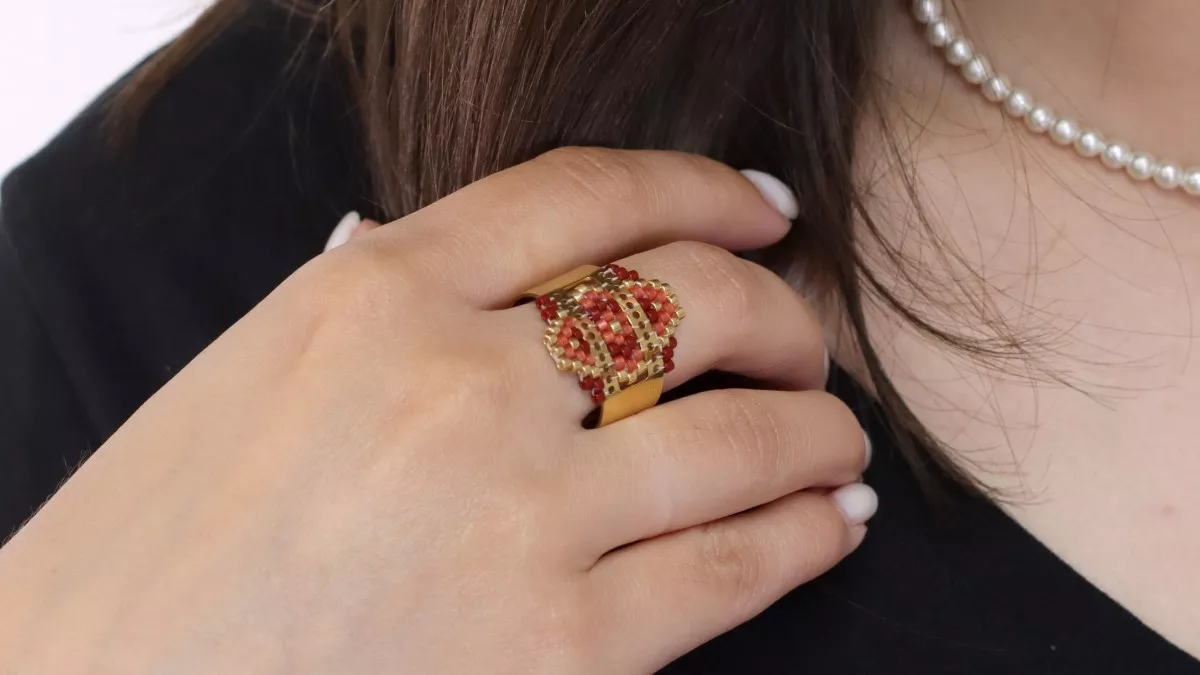 Schema Anello in acciaio inossidabile con perline Miyuki Brick Stitch Schema Anello in acciaio inossidabile con perline Miyuki Brick Stitch