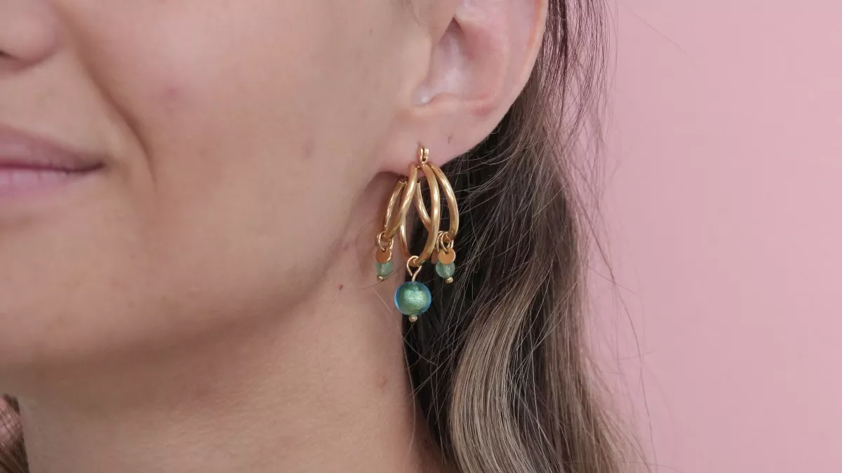 Creoli con perle di Murano e avventurina Creoli con perle di Murano e avventurina