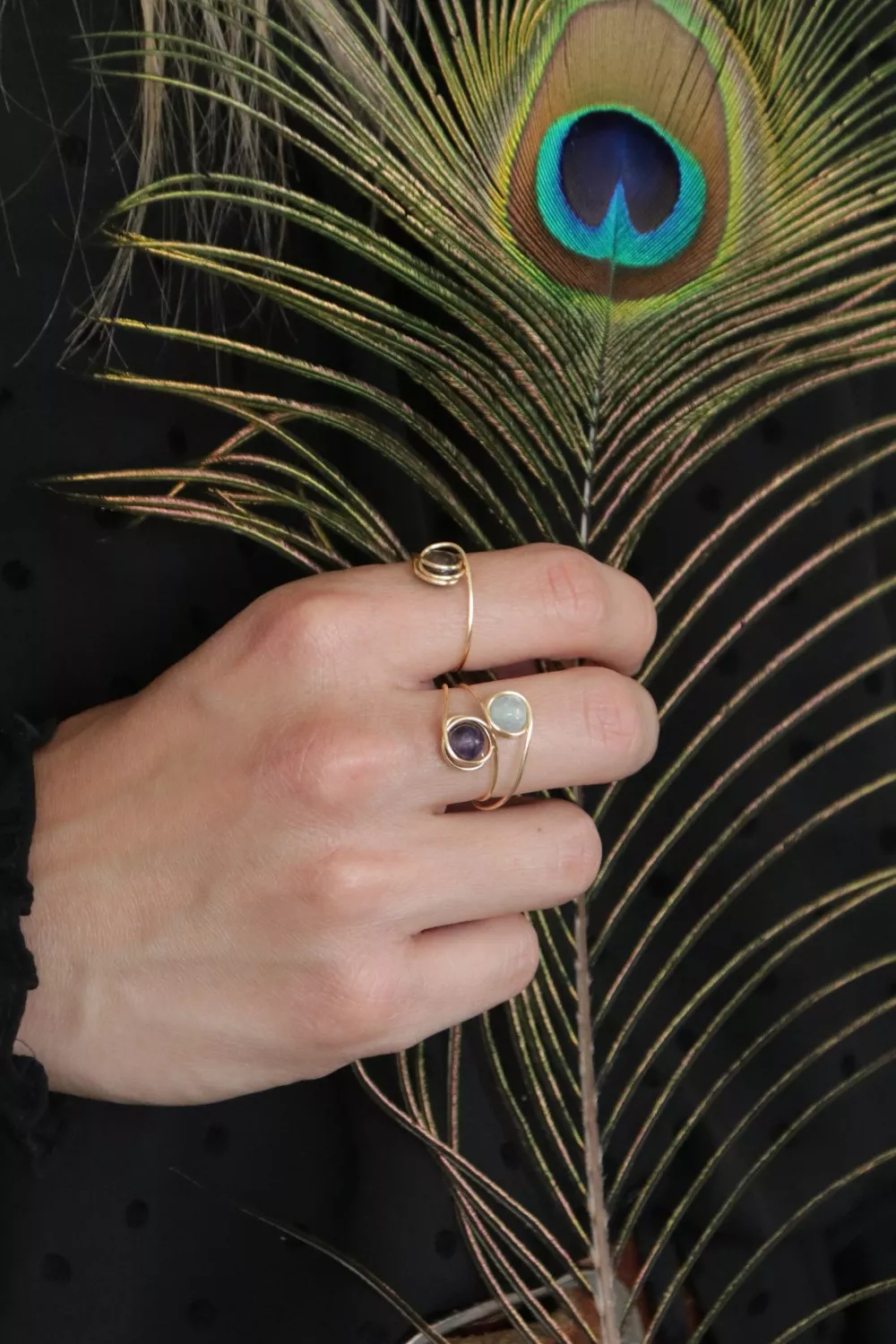 Schema Anello in filo metallico con acquamarina Schema Anello in filo metallico con acquamarina