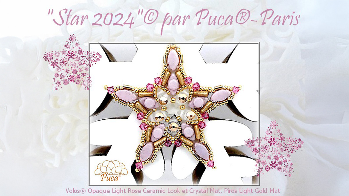 Schema Stella 2024 con perle Volos di Puca® - Francia Schema Stella 2024 con perle Volos di Puca® - Francia