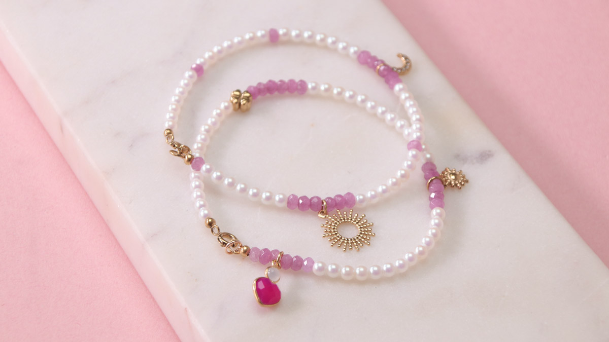 Cavigliera per le vacanze in perle perlate Cavigliera per le vacanze in perle perlate