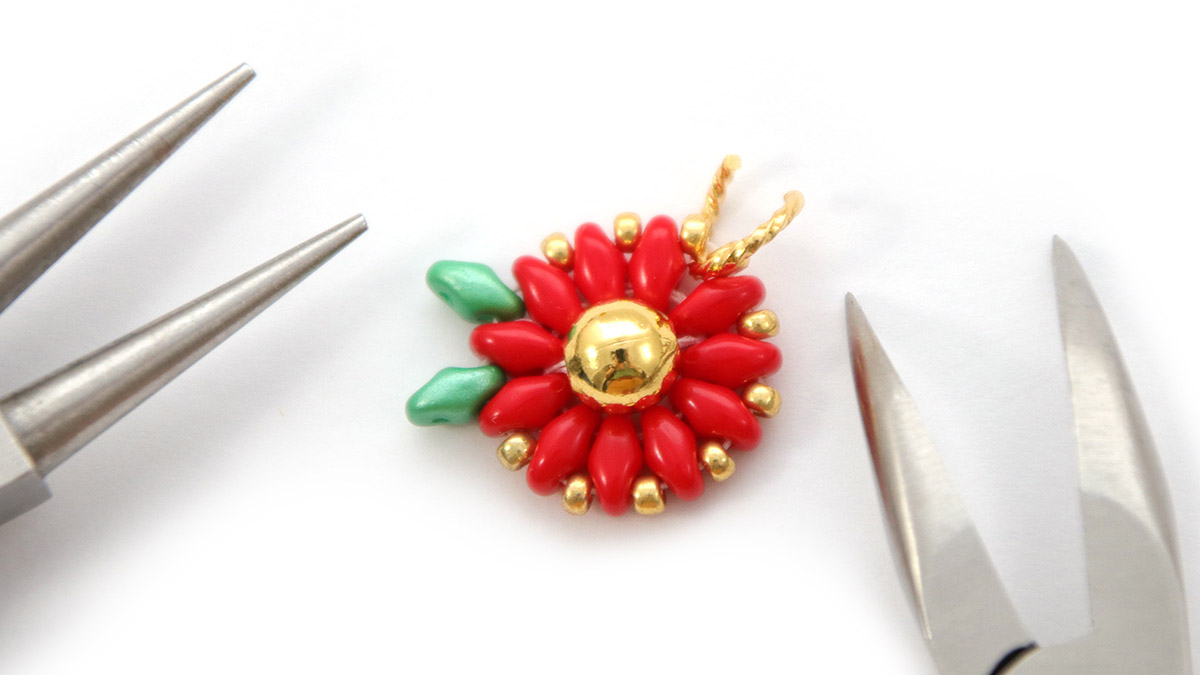 Pennarello di vetro con perline SuperDuo a forma di fiore natalizio fai da te : Tappa 10 Pennarello di vetro con perline SuperDuo a forma di fiore natalizio fai da te : Tappa 10