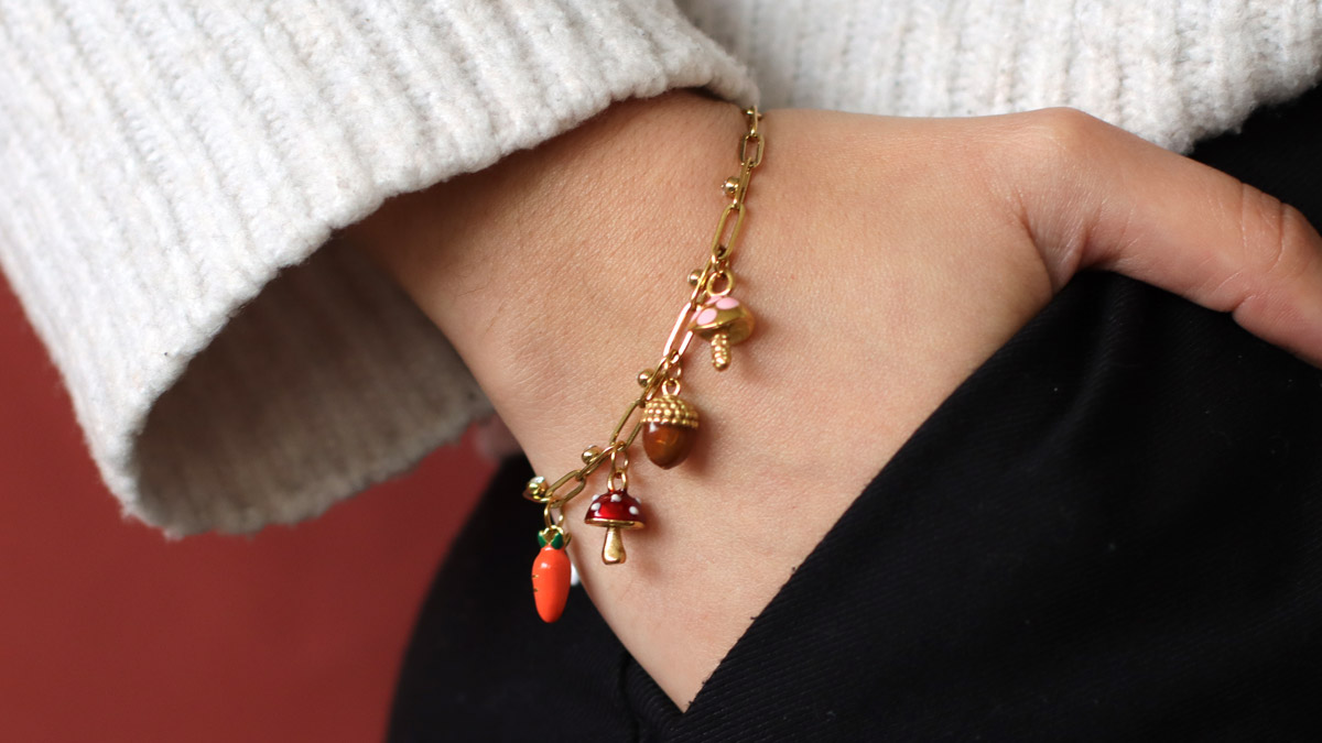 Bracciale Charms Autunno con ciondoli a forma di fungo Bracciale Charms Autunno con ciondoli a forma di fungo