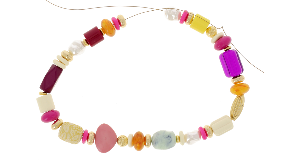 Collana vintage con mix di perline in resina : Tappa 1 Collana vintage con mix di perline in resina : Tappa 1