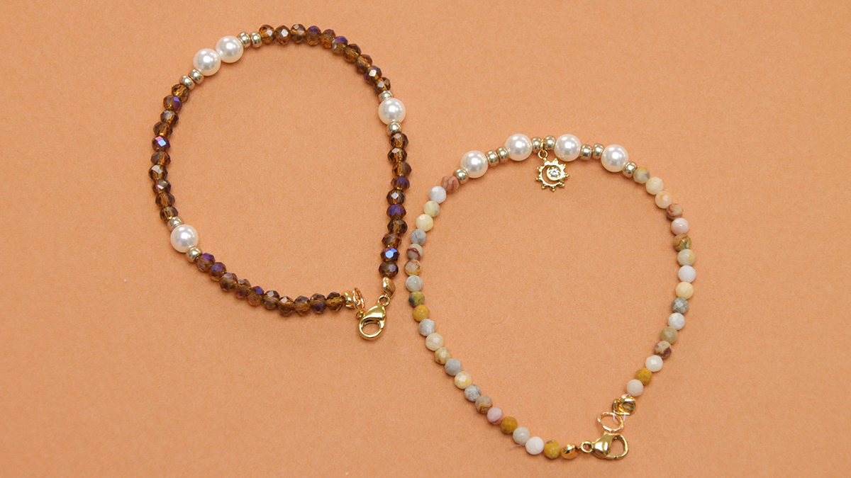 Bracciali marroni con pietre naturali e perle sfaccettate : Tappa 7 Bracciali marroni con pietre naturali e perle sfaccettate : Tappa 7