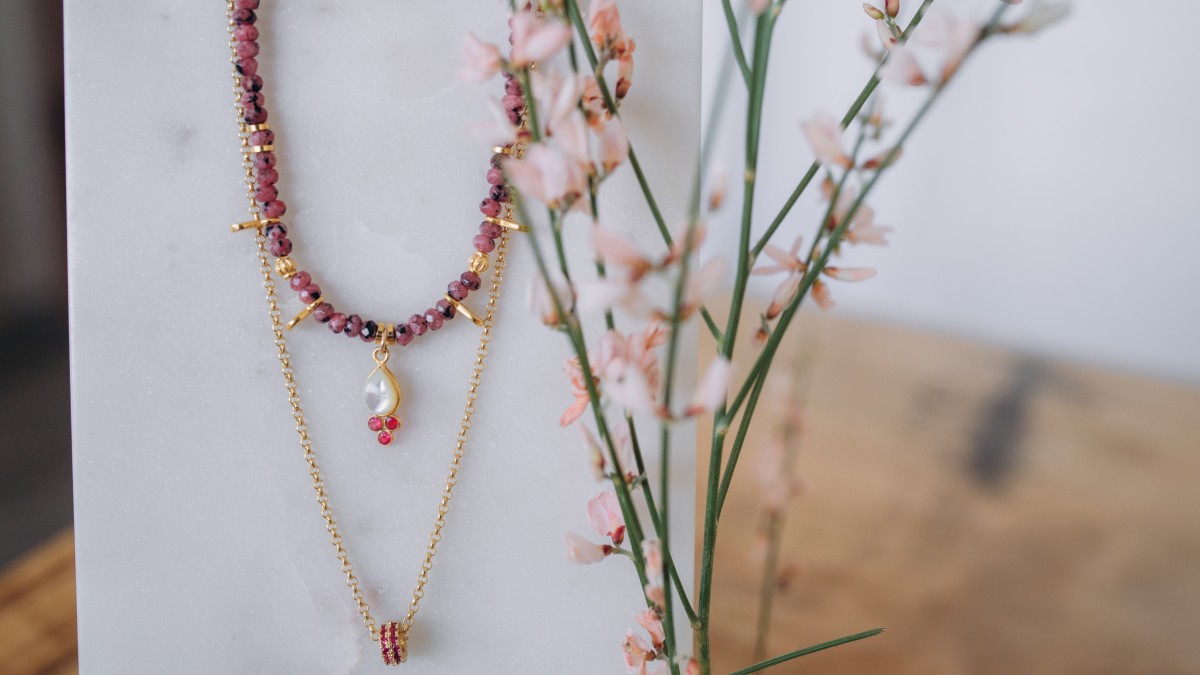 Schema Collana a due file di pietre naturali Schema Collana a due file di pietre naturali