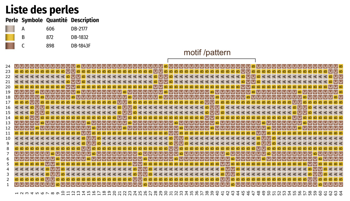 Schema Bracciale a telaio Miyuki colore Moka Mousse Schema Bracciale a telaio Miyuki colore Moka Mousse
