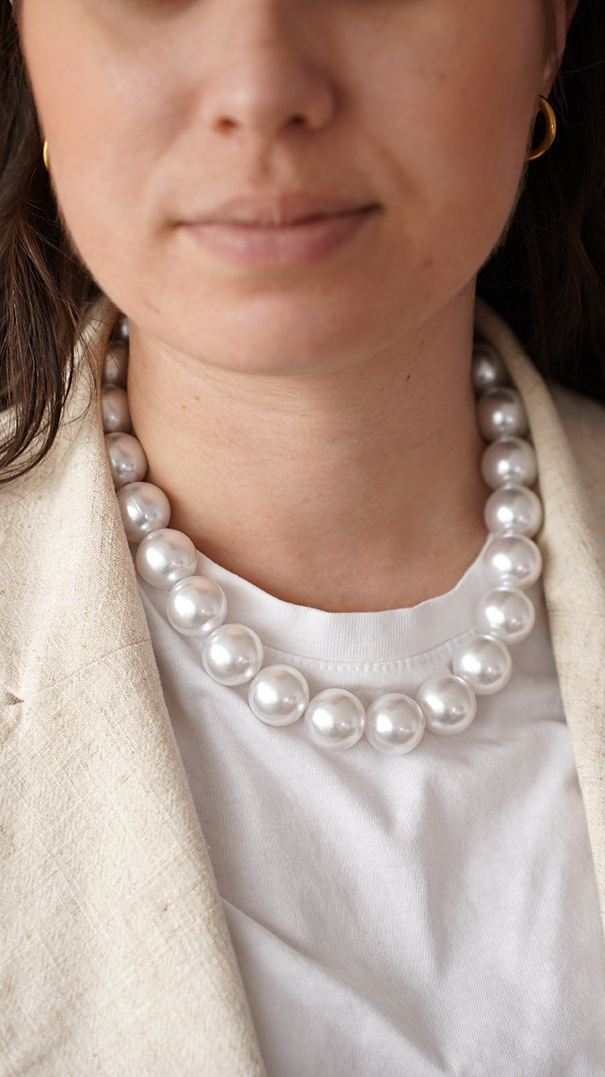 Schema Collana elastica con grandi perle perlate Schema Collana elastica con grandi perle perlate