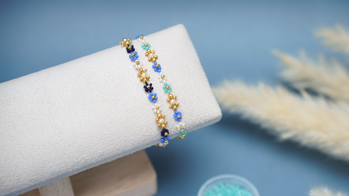 Schema Braccialetto di fiori con perle fai da te per la festa della mamma, regalo matchy matchy Schema Braccialetto di fiori con perle fai da te per la festa della mamma, regalo matchy matchy